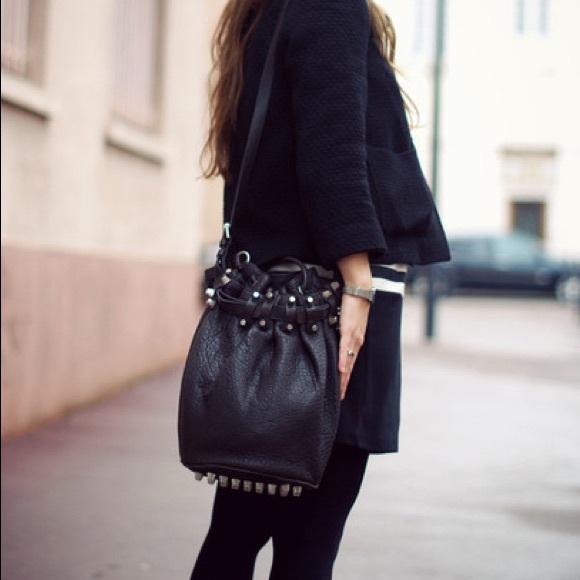 Alexander wang Navy leather Diego bucket bag